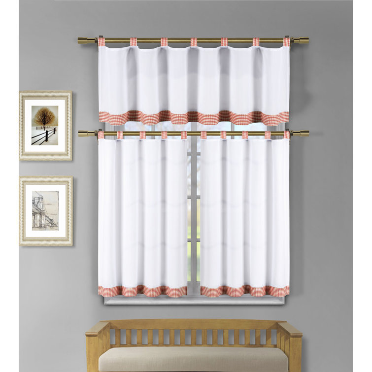 Gracie Oaks Tremane Gingham Swag 58'' W Kitchen Curtain Wayfair